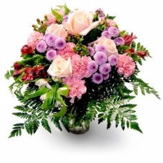 A bouquet of various flowers in pink and purple colors ‘Veronica’