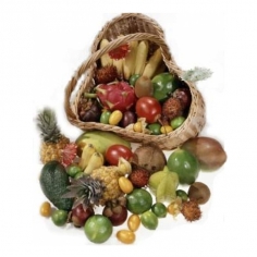 A big basket of exotic fruits