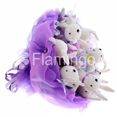 A plush bouquet of bunnies