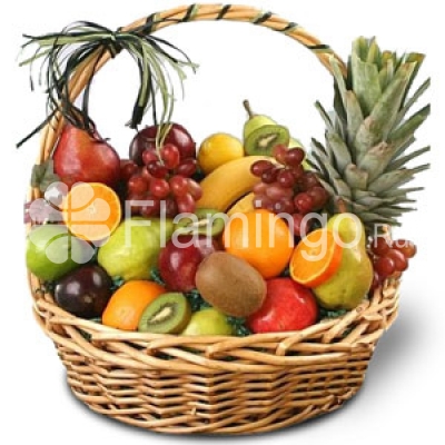 A big basket full of various fruit